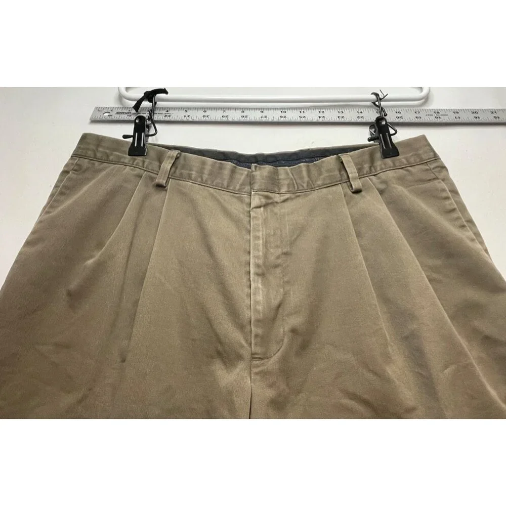 Dockers pants mens 34 x 29 pleated classic fit stain defender hook eye brown